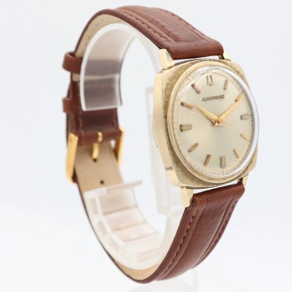 Vintage 33mm 1967 Bulova Linen Bezel Men's Tuning Fork Wristwatch 214 10k GF - Picture 2 of 3